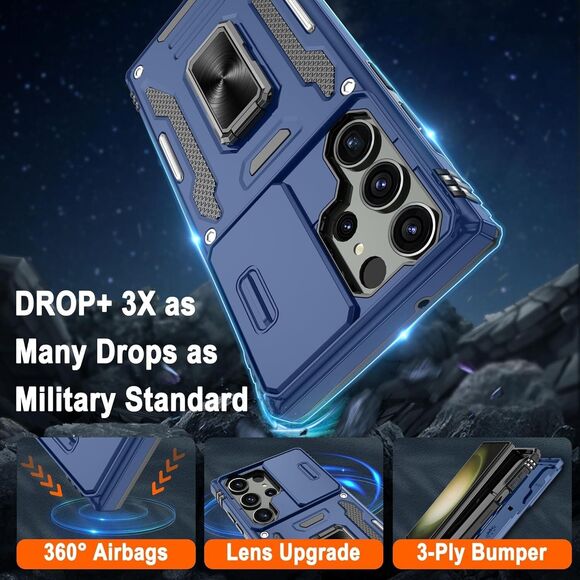 Phone Case For Galaxy S23 Ultra 6.8" With Kickstand & Camera Lens Cover - Picture 4 of 12